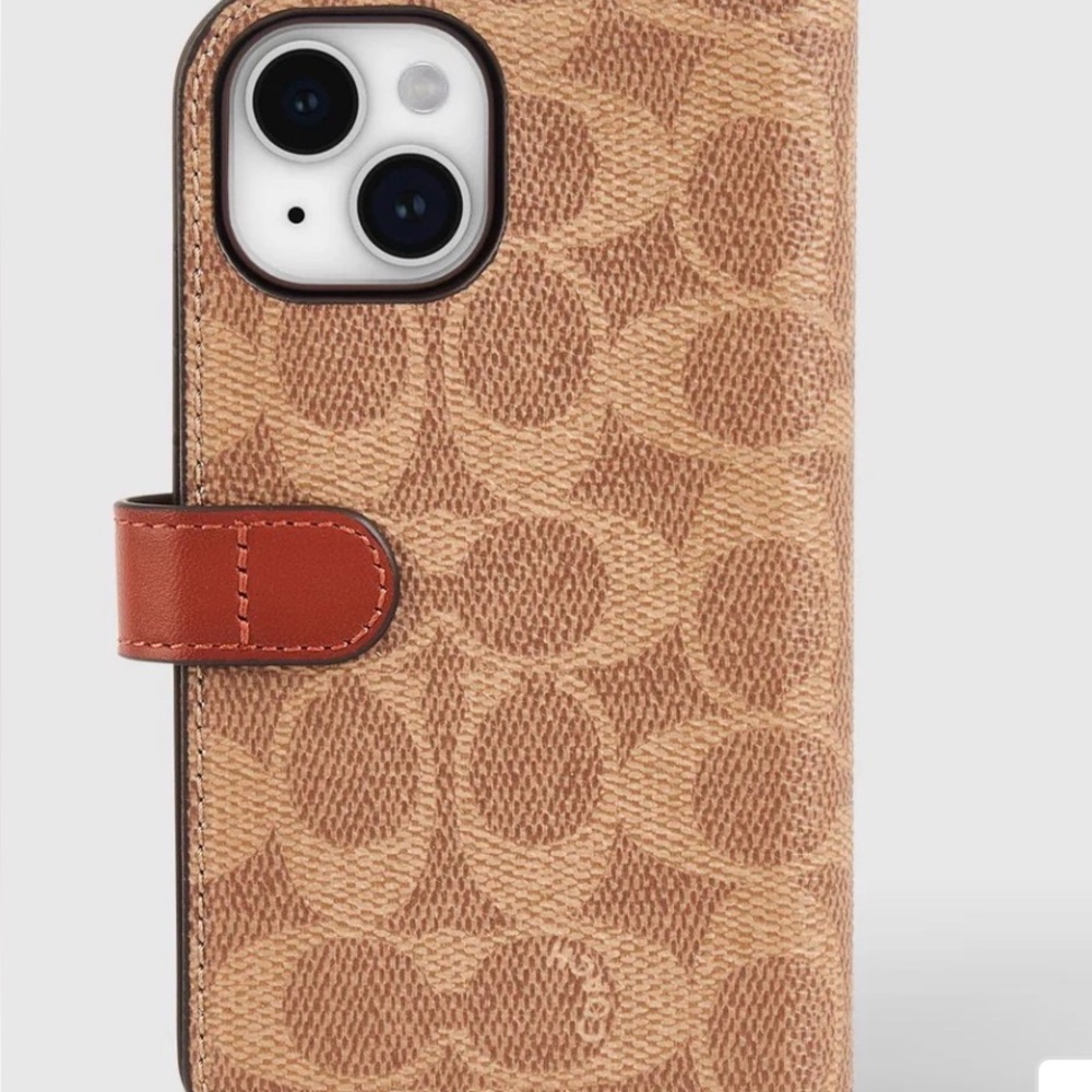 Coach 15/14/13 Brown Leather Folio Wallet Phone Case - Picture 2 of 7